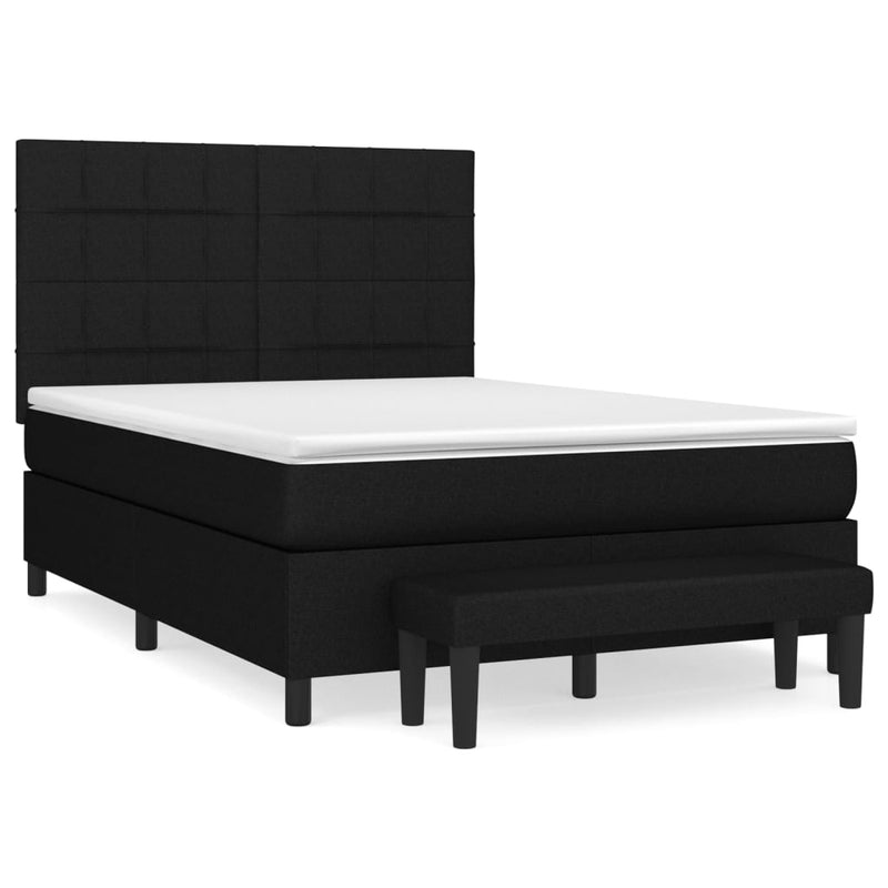 vidaXL fekete szövet rugós ágy matraccal 140 x 190 cm