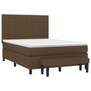 vidaXL sötétbarna szövet rugós ágy matraccal 140 x 190 cm