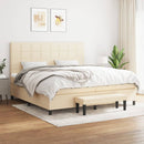 vidaXL krémszínű szövet rugós ágy matraccal 200 x 200 cm