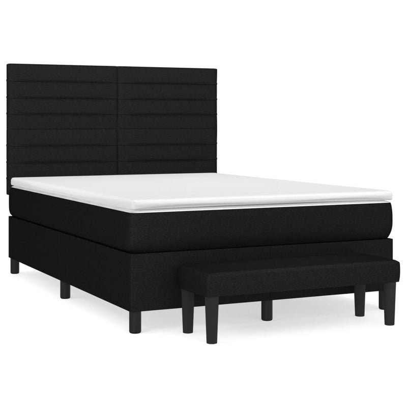 vidaXL fekete szövet rugós ágy matraccal 140 x 190 cm