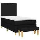 vidaXL fekete szövet rugós ágy matraccal 90x190 cm