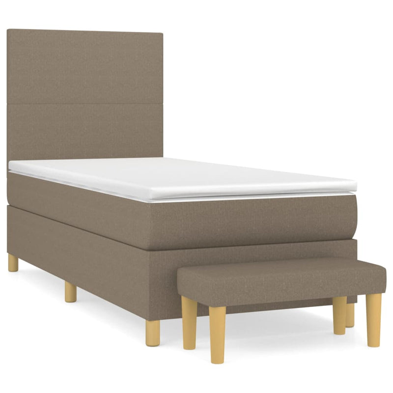 vidaXL tópszínű szövet rugós ágy matraccal 90 x 200 cm