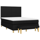 vidaXL fekete szövet rugós ágy matraccal 140 x 190 cm