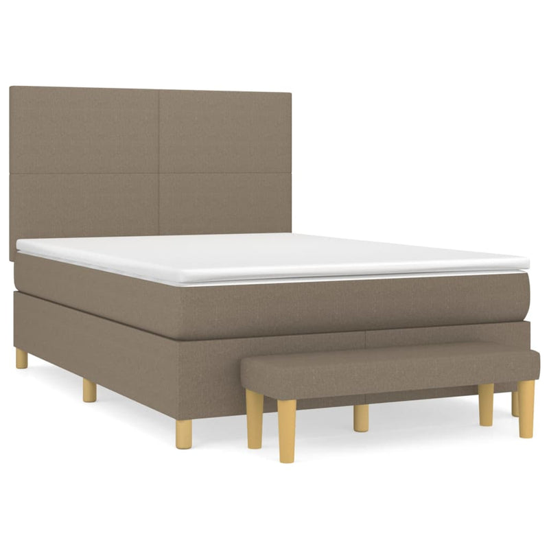 vidaXL tópszínű szövet rugós ágy matraccal 140 x 190 cm