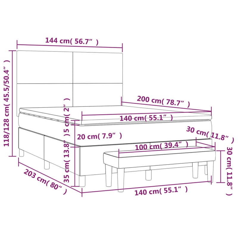 vidaXL tópszínű szövet rugós ágy matraccal 140 x 200 cm
