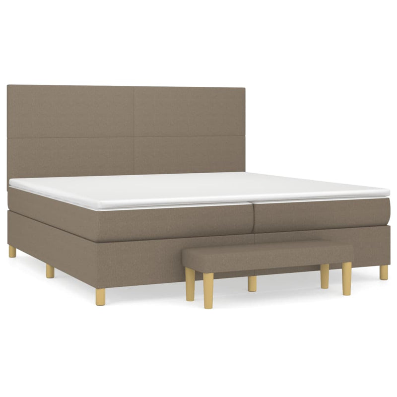 vidaXL tópszínű szövet rugós ágy matraccal 200 x 200 cm