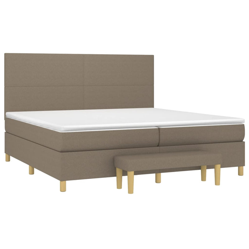 vidaXL tópszínű szövet rugós ágy matraccal 200 x 200 cm
