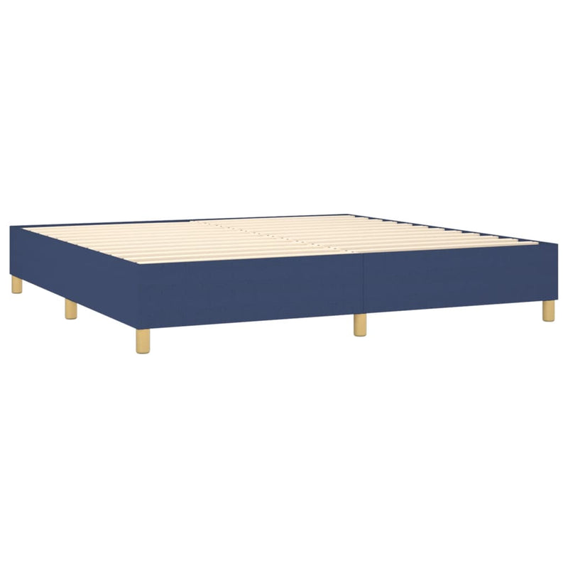 vidaXL kék szövet rugós ágy matraccal 200 x 200 cm