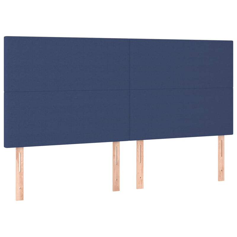 vidaXL kék szövet rugós ágy matraccal 200 x 200 cm