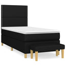 vidaXL fekete szövet rugós ágy matraccal 90x200 cm