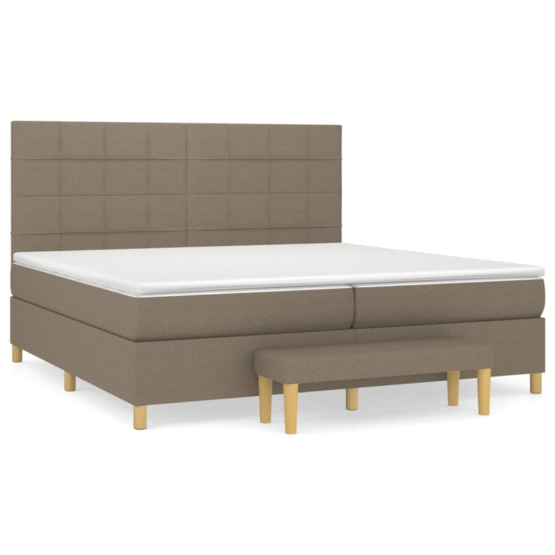 vidaXL tópszínű szövet rugós ágy matraccal 200 x 200 cm