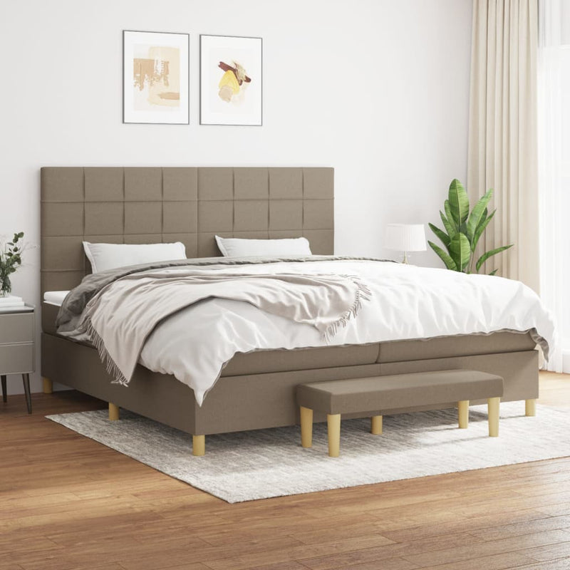 vidaXL tópszínű szövet rugós ágy matraccal 200 x 200 cm