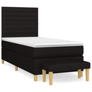 vidaXL fekete szövet rugós ágy matraccal 90x200 cm