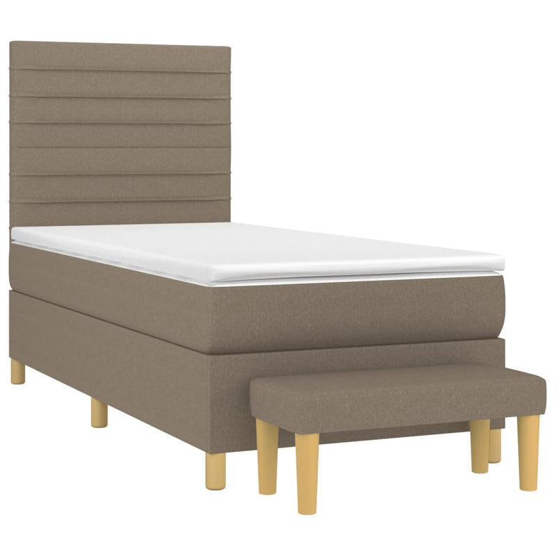 vidaXL tópszínű szövet rugós ágy matraccal 90 x 200 cm