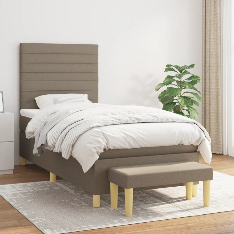 vidaXL tópszínű szövet rugós ágy matraccal 90 x 200 cm