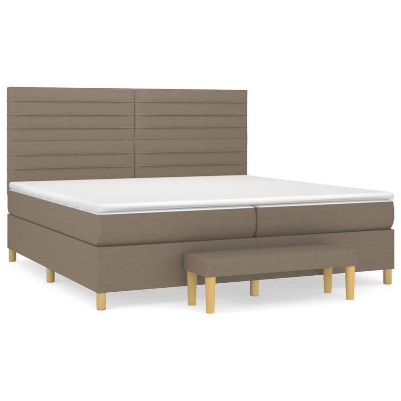vidaXL tópszínű szövet rugós ágy matraccal 200 x 200 cm