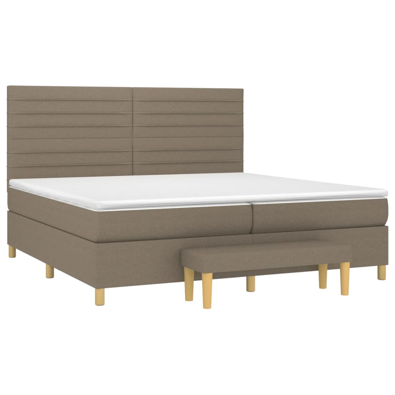 vidaXL tópszínű szövet rugós ágy matraccal 200 x 200 cm
