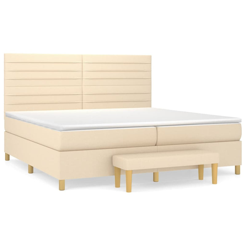 vidaXL krémszínű szövet rugós ágy matraccal 200 x 200 cm