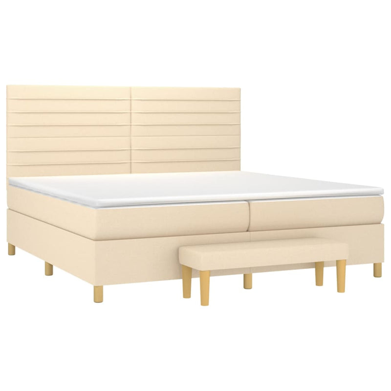 vidaXL krémszínű szövet rugós ágy matraccal 200 x 200 cm