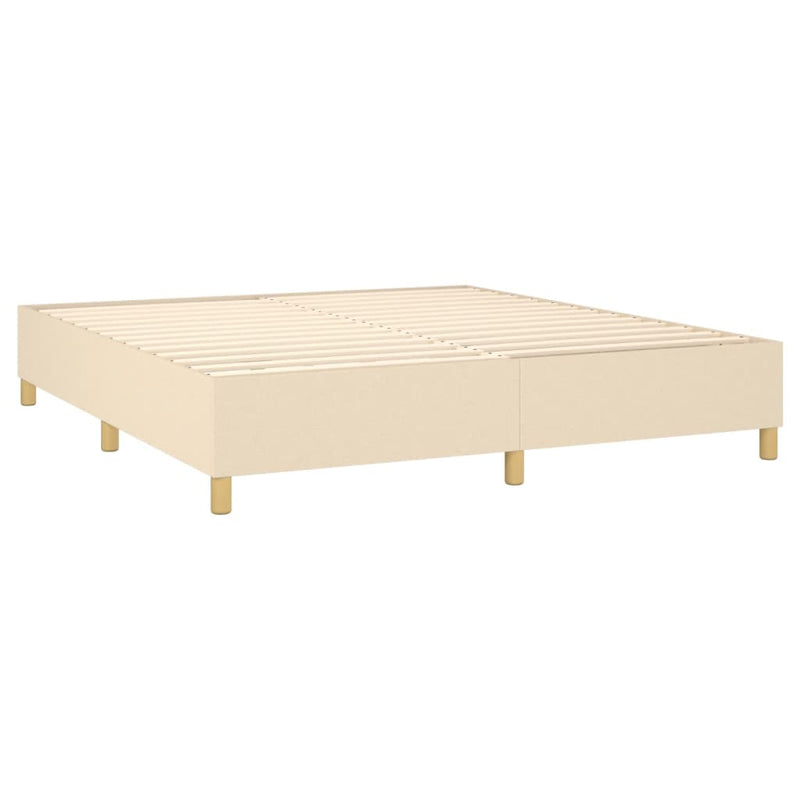 vidaXL krémszínű szövet rugós ágy matraccal 200 x 200 cm