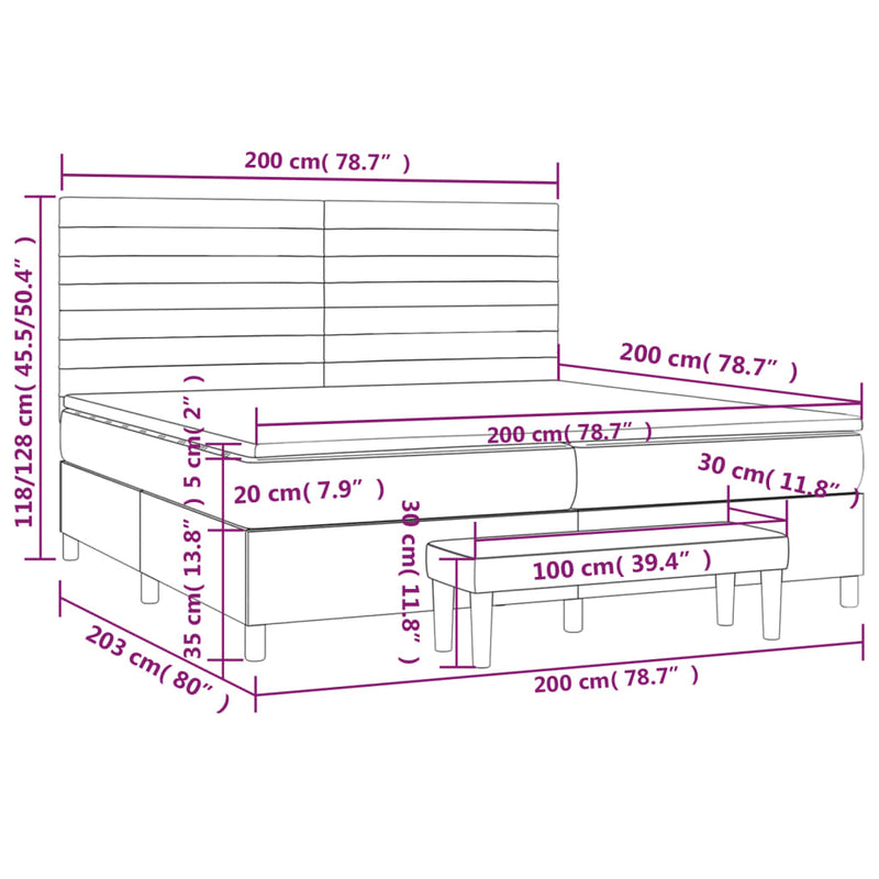 vidaXL krémszínű szövet rugós ágy matraccal 200 x 200 cm