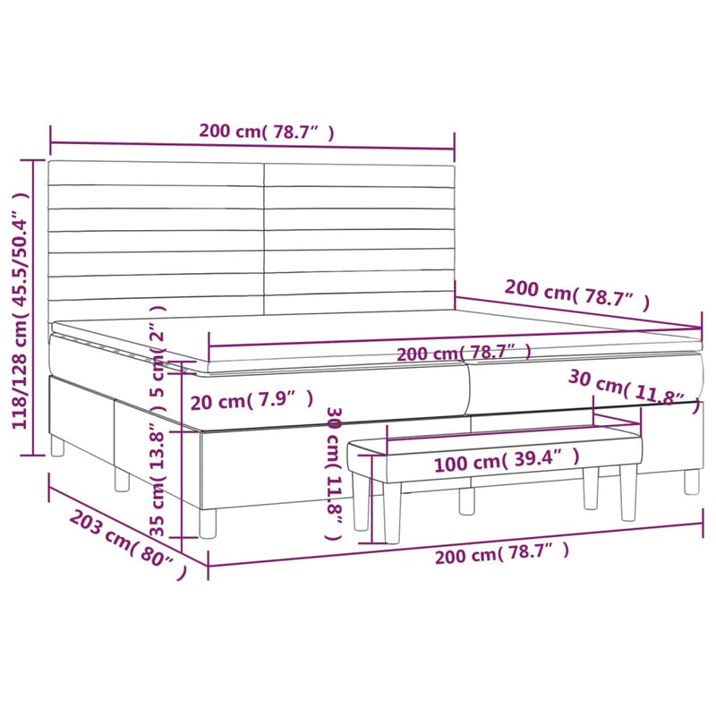 vidaXL kék szövet rugós ágy matraccal 200 x 200 cm