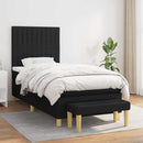 vidaXL fekete szövet rugós ágy matraccal 90x190 cm