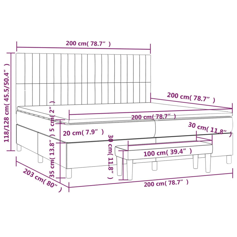 vidaXL kék szövet rugós ágy matraccal 200 x 200 cm
