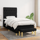vidaXL fekete szövet rugós ágy matraccal 90x200 cm