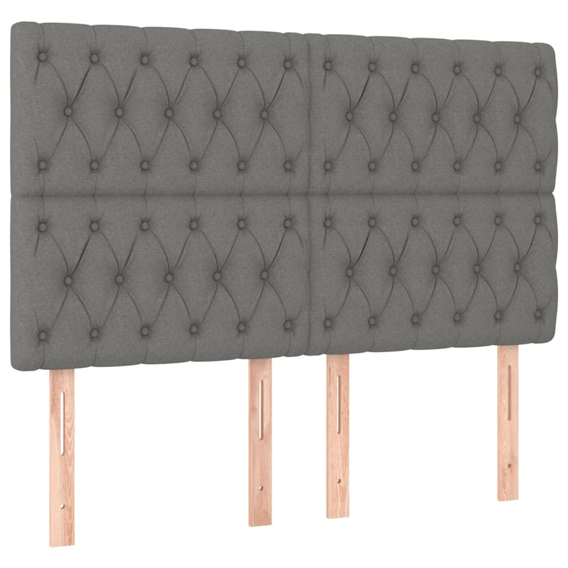 vidaXL sötétszürke szövet rugós ágy matraccal 140 x 190 cm