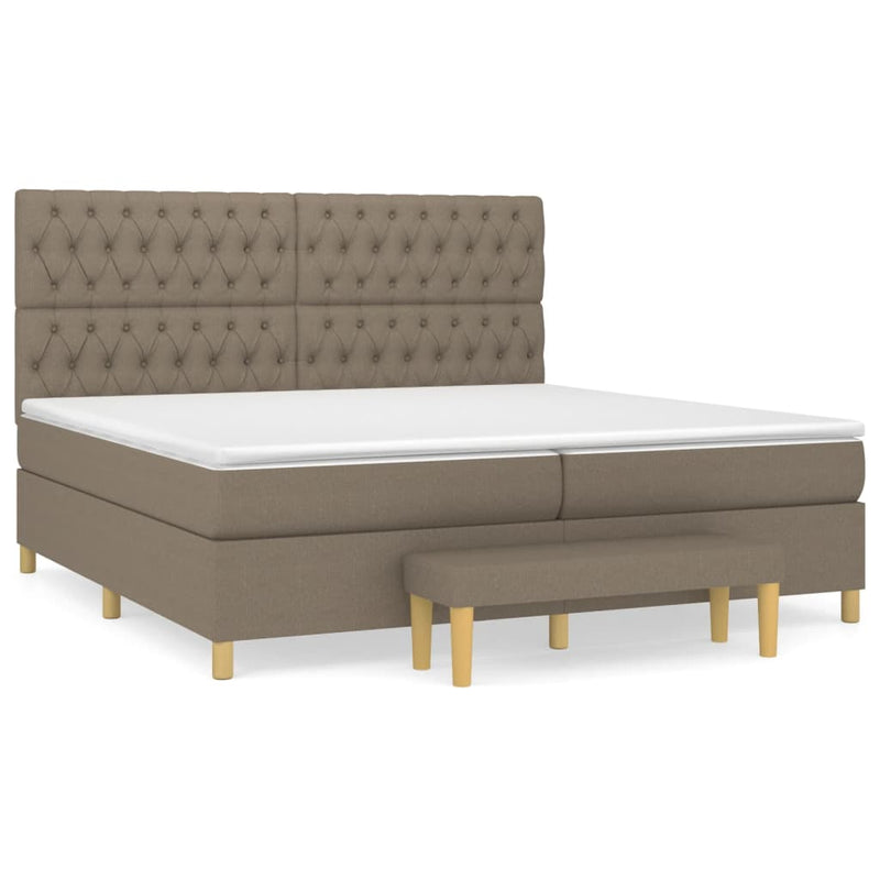 vidaXL tópszínű szövet rugós ágy matraccal 200 x 200 cm