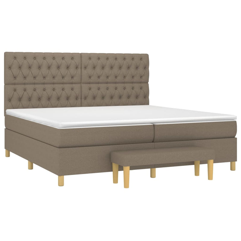 vidaXL tópszínű szövet rugós ágy matraccal 200 x 200 cm