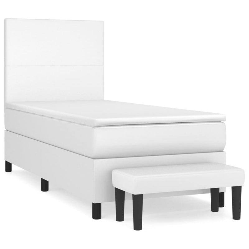 vidaXL fehér műbőr rugós ágy matraccal 80 x 200 cm