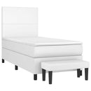 vidaXL fehér műbőr rugós ágy matraccal 90 x 200 cm