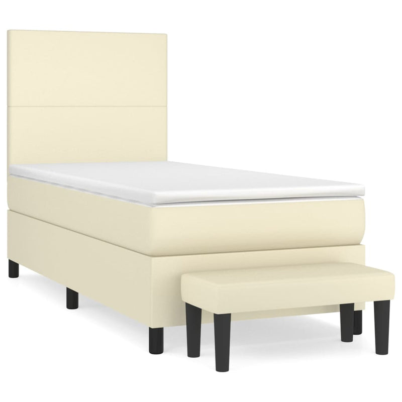 vidaXL krémszínű műbőr rugós ágy matraccal 100 x 200 cm