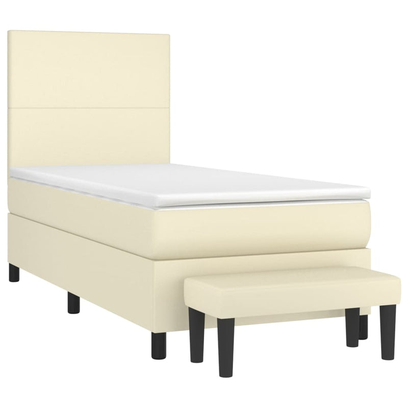 vidaXL krémszínű műbőr rugós ágy matraccal 100 x 200 cm