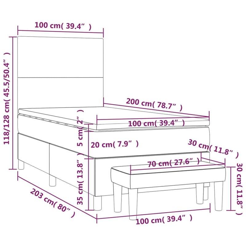 vidaXL krémszínű műbőr rugós ágy matraccal 100 x 200 cm