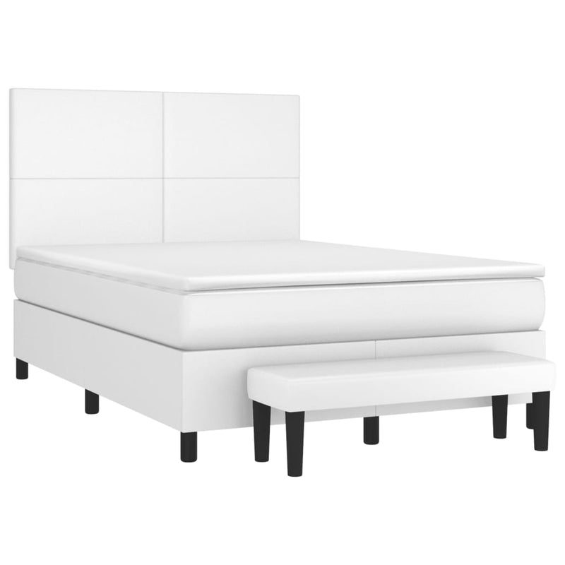 vidaXL fehér műbőr rugós ágy matraccal 140 x 200 cm