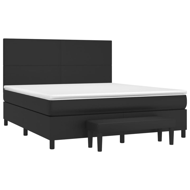 vidaXL fekete műbőr rugós ágy matraccal 180 x 200 cm