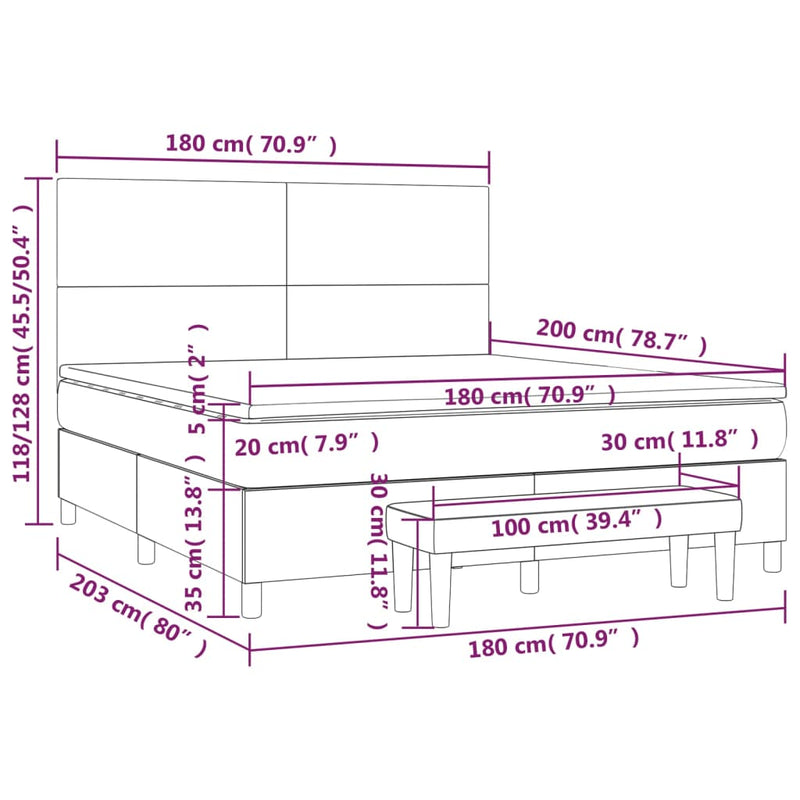 vidaXL fekete műbőr rugós ágy matraccal 180 x 200 cm