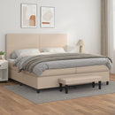 vidaXL cappuccino színű műbőr rugós ágy matraccal 200 x 200 cm