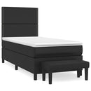 vidaXL fekete műbőr rugós ágy matraccal 90x190 cm