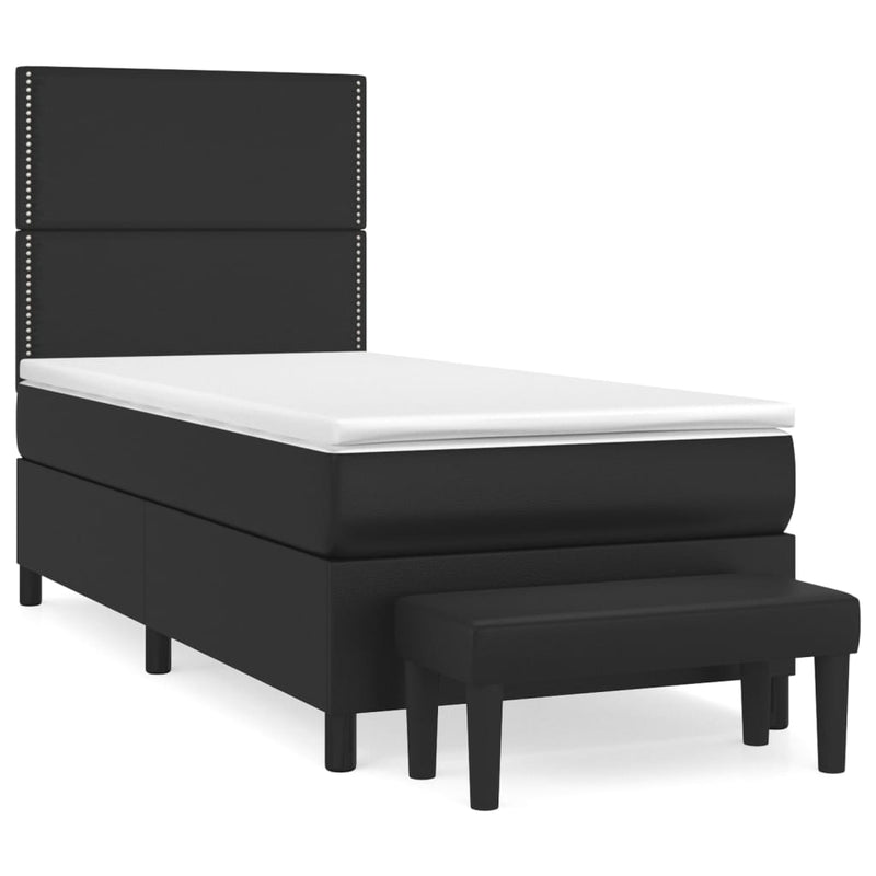 vidaXL fekete műbőr rugós ágy matraccal 90x190 cm