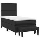 vidaXL fekete műbőr rugós ágy matraccal 90x190 cm