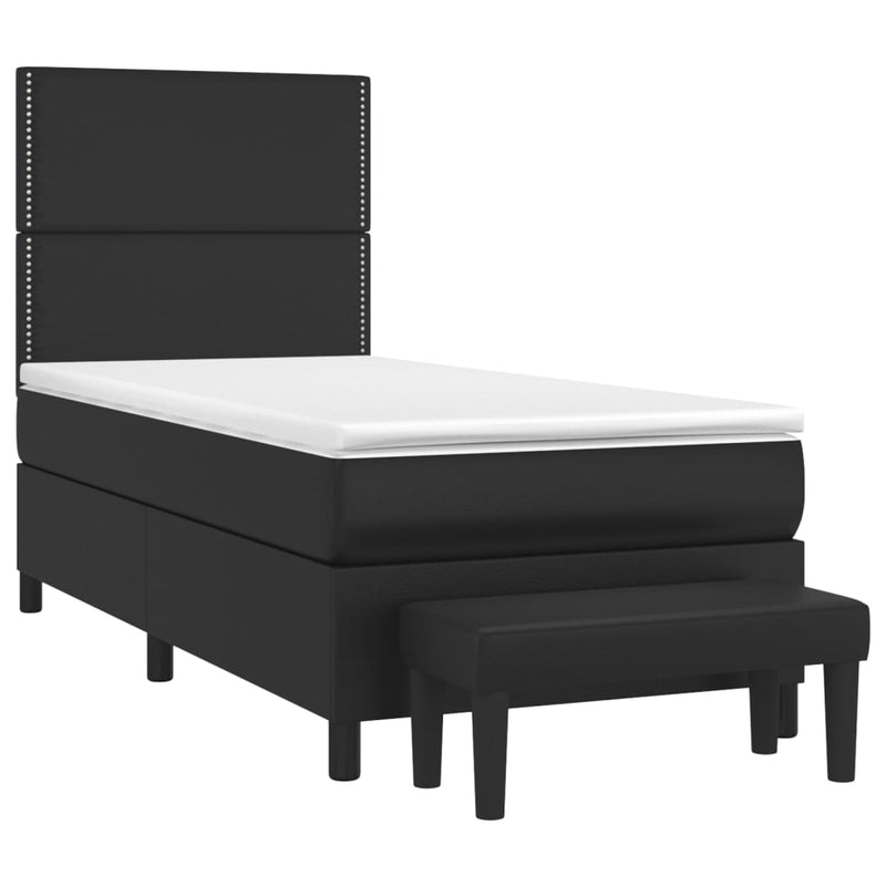 vidaXL fekete műbőr rugós ágy matraccal 90x190 cm