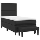 vidaXL fekete műbőr rugós ágy matraccal 90 x 200 cm