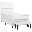 vidaXL fehér műbőr rugós ágy matraccal 100 x 200 cm
