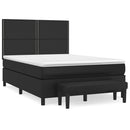 vidaXL fekete műbőr rugós ágy matraccal 140 x 190 cm