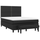 vidaXL fekete műbőr rugós ágy matraccal 140 x 190 cm