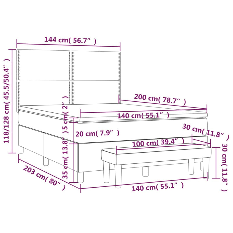 vidaXL fekete műbőr rugós ágy matraccal 140 x 200 cm
